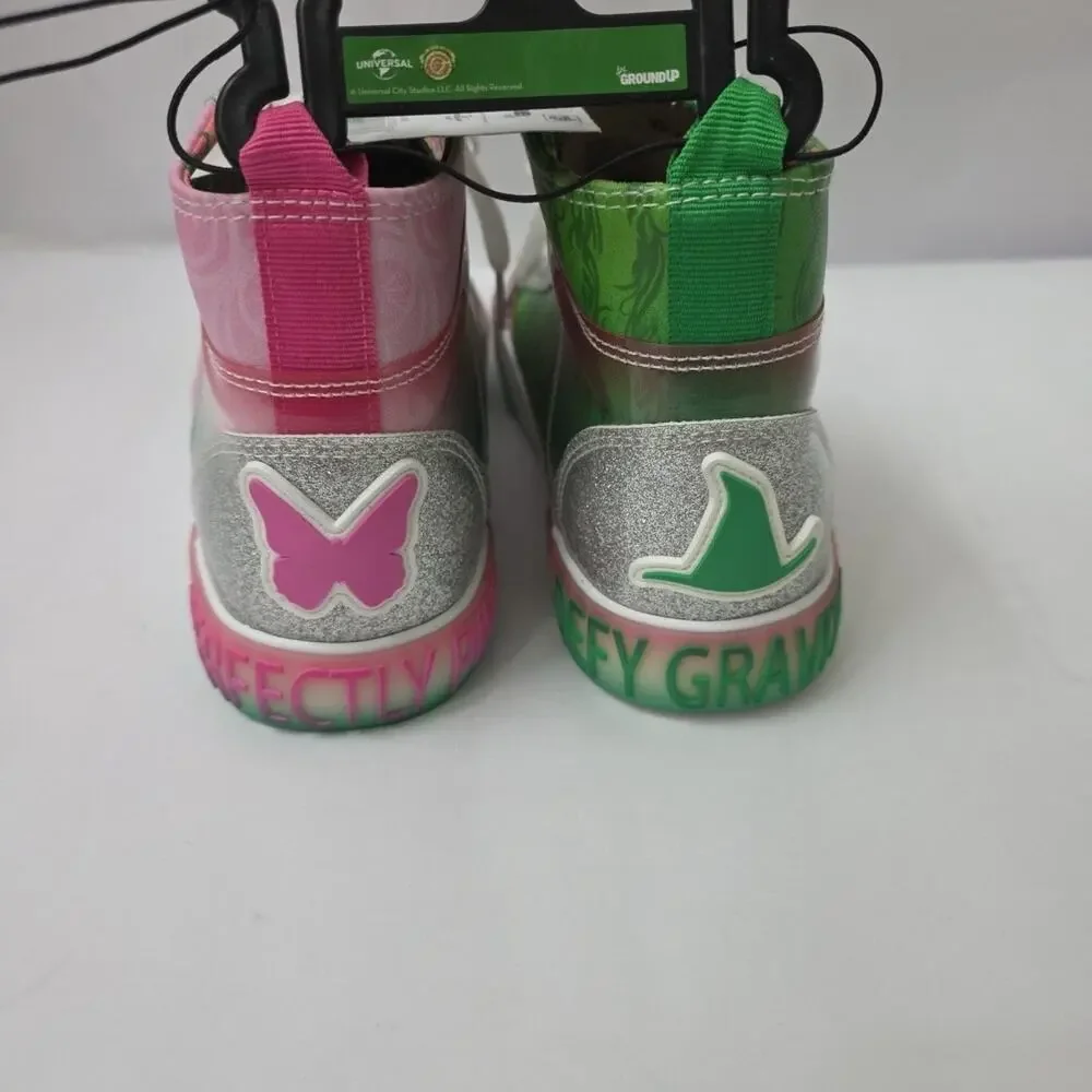 Wicked Movie High Top Sneakers Sz 6.5 Pink Green New Ground Up Elphaba Glynda - Picture 6 of 11